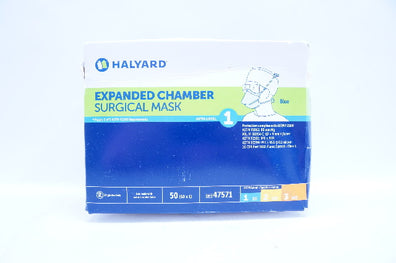 Halyard 47571 Expanded Chamber Surgical Mask, Blue - Box of 50